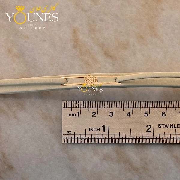 دستبند طلا چرم طرح گل زنانه